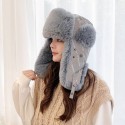 Uinsex Trapper Hat Cartoon Letter Geometric Reflective Windproof Warmth With Mask Ushanka Hat