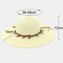 Women Sunscreen Vacation Beach Sun Hat Foldable Stylish Wild Brim Trinket Chain 