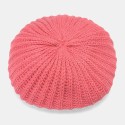 Women Rabbit Hair Blend Knitted Hat Solid Color Thicken Warmth Beret Cap