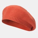 Women Woolen Solid Color Winter Warm Knitted Hat British Retro Dome Elastic Sunshade Beret Cap Painter Hat