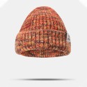 Women Coarse Knitted Mixed Color Letter Label All-match Warmth Beanie Hat