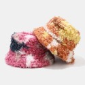 Unisex Lambswool Colorful Tie-dye Bucket Hat Winter Outdoor Cold Protection Windproof Warm Hat
