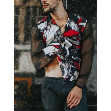 Men Abstract Print M...